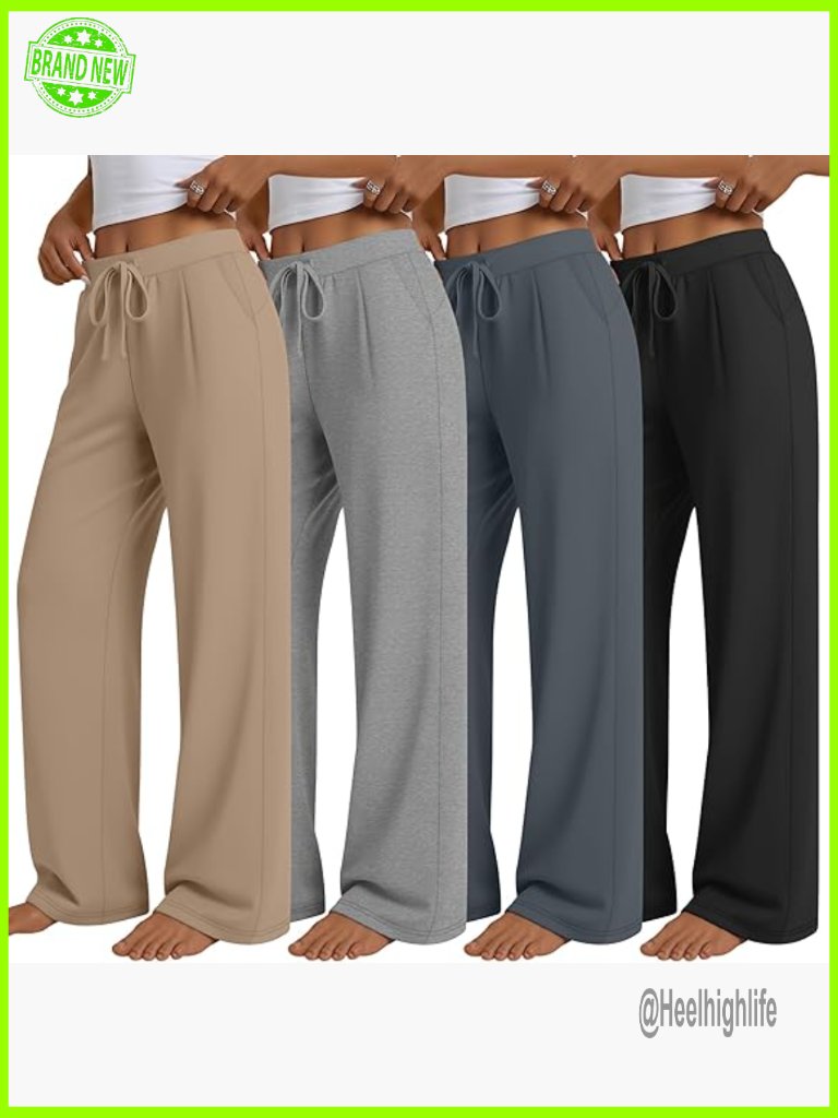 Women's Wide Leg Lounge Pants With Pockets Drawstring Yoga Sweatpants